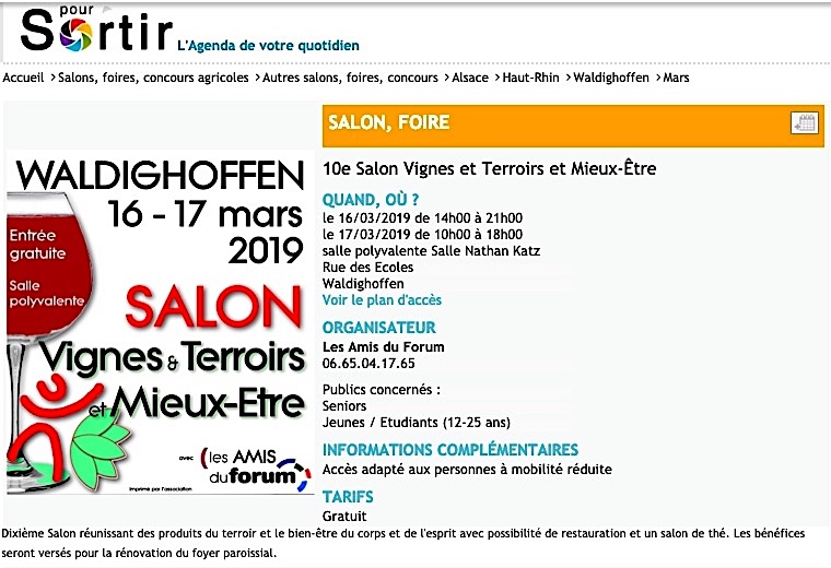 2019/03/16-17 10e Salon Vignes et Terroirs et Mieux-Etre-Pour Sortir L'Alsace DNA