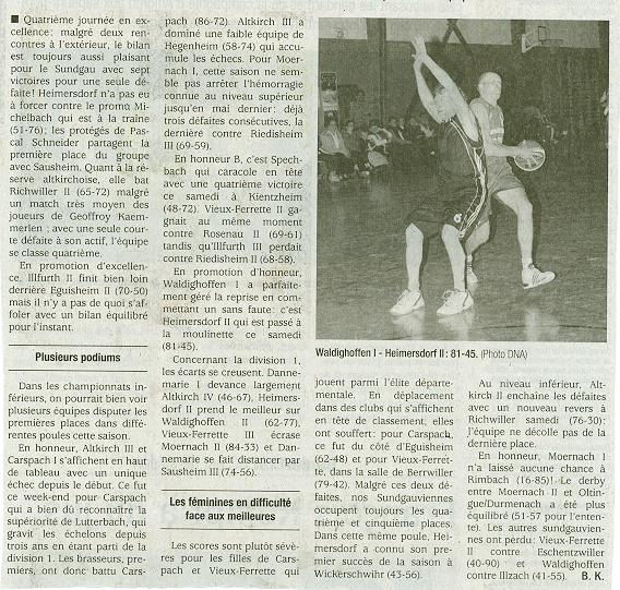 Photo et article du journal D.N.A. du mardi 19 octobre 2010