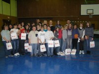 Photo de l'ensemble des participants au gouter de Noel offert par le basket-club CSSPP Waldighoffen.