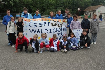 L&rsquo;école de basket du basket-club CSSPP Waldighoffen qui a participé à la fete du mini-basket à Zillisheim.