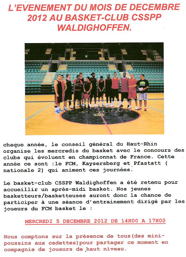 Mercredis du basket à Waldighoffen le 5 décembre 2012.