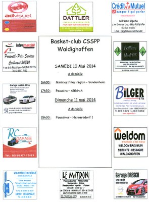 affiche matchs du 10 mai 2014.