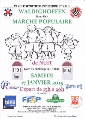 Affiche marche populaire de nuit du samedi 17 janvier 2014.