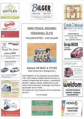 Affiche demi-finale du samedi 28 mai 2016.