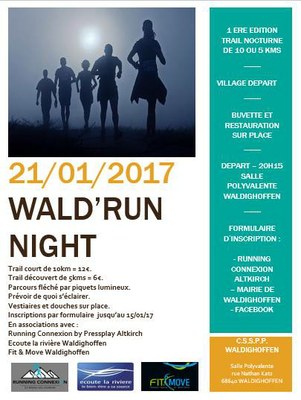 Affiche de la 1ère Wald'run night le 21 janvier 2017.