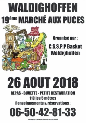 Affiche marché aux puces du dimanche 26 Aout 2018.