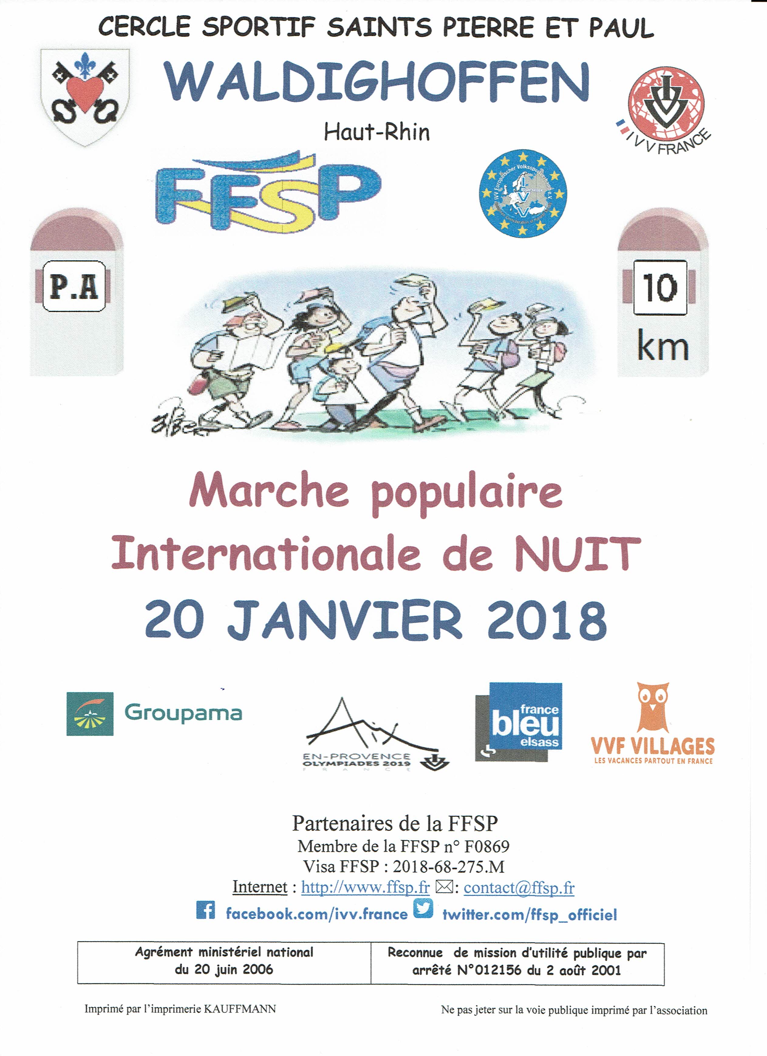 Affiche marche de nuit du 20 janvier 2018.