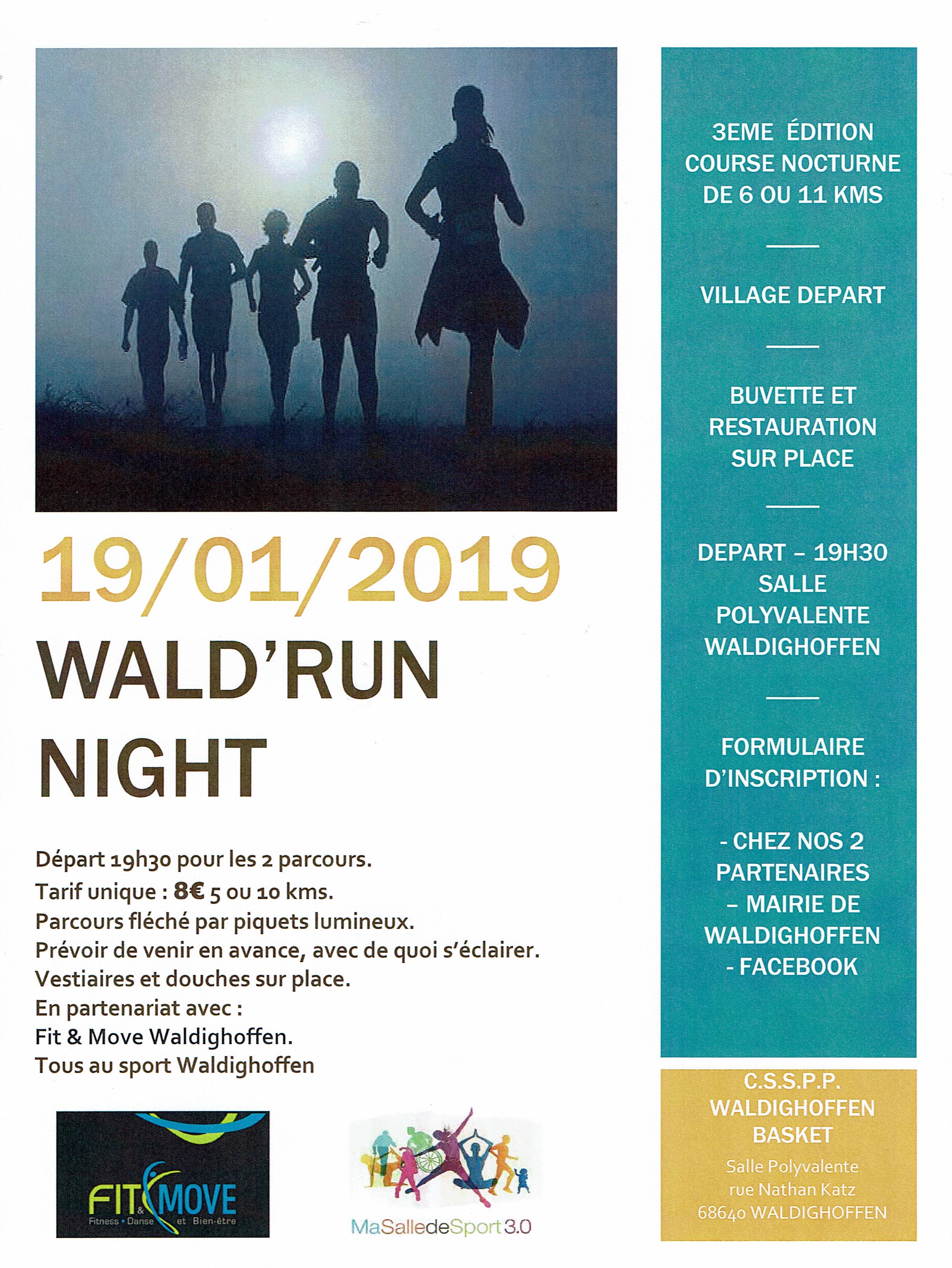 Affiche Wald'run night du 19 janvier 2019.