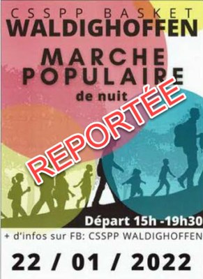 affiche annulation marche de nuit du basket-club CSSPP Waldighoffen.