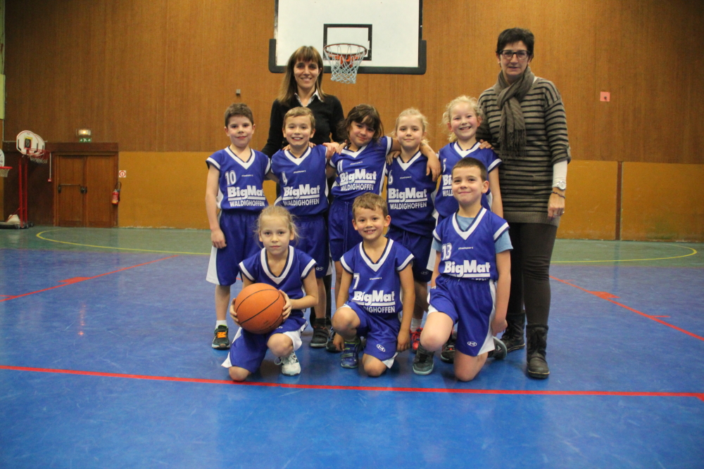L'équipe des mini-poussins 1 du basket-club CSSPP Waldighoffen 2013/2014.