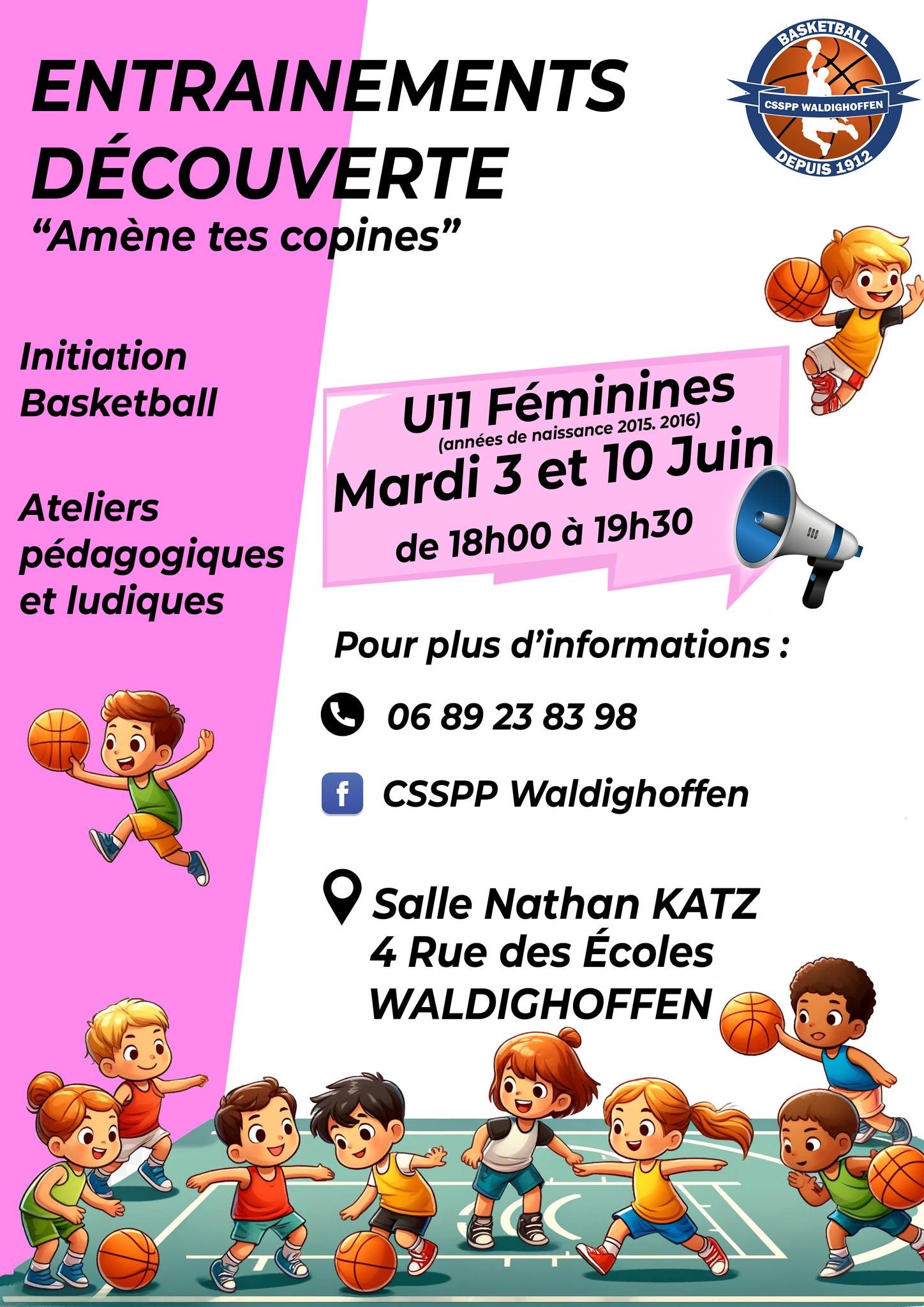 Affiche entraînement découverte U11 Féminines 2025