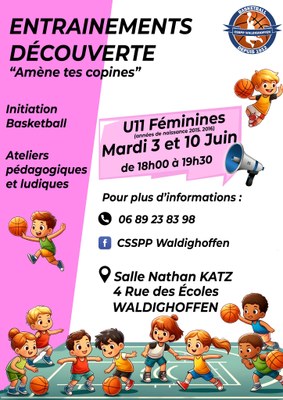 Affiche entraînement découverte U11 Féminines 2025