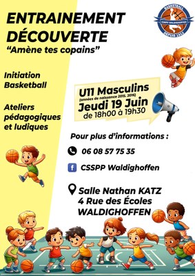Affiche entraînement découverte U11 masculins 2025