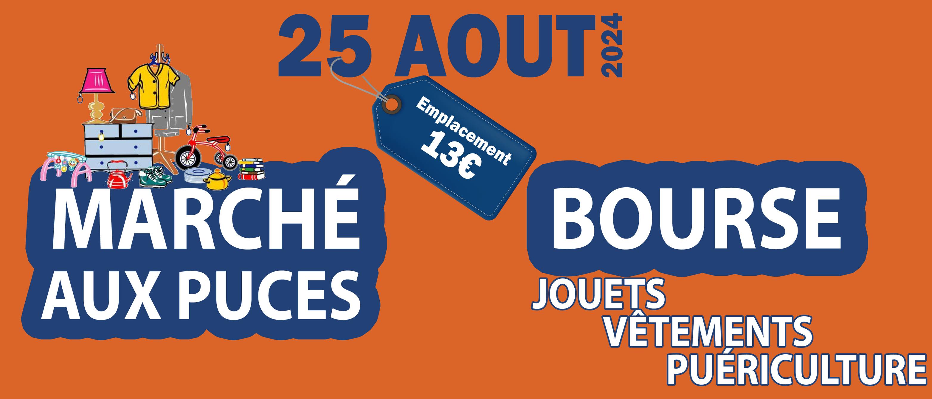 Affiche marché aux puces et bourse aux vêtements 2024
