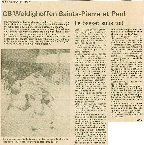 Article paru dans la presse locale salle polyvalente 1982