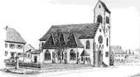 l'Eglise actuelle de Waldighoffen dessin à la plume de René Minéry 