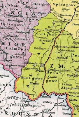 carte de l'Alsace vers l'an mil