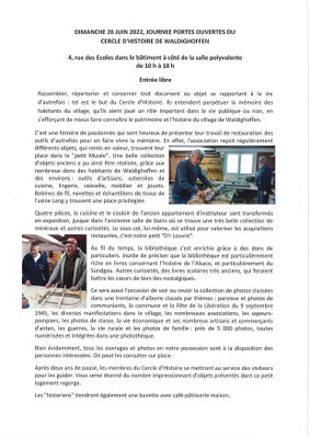 Journée portes ouvertes le dimanche 26.06.2022