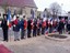 Photo des portes drapeaux lors du pèlerinage de la Promotion de St Cyriens dans le Sundgau.