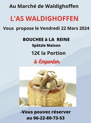 Affiche vente bouchée à la reine le 22.03.2024