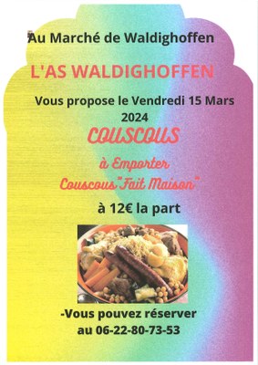 Affiche vente couscous le 15 mars 2024