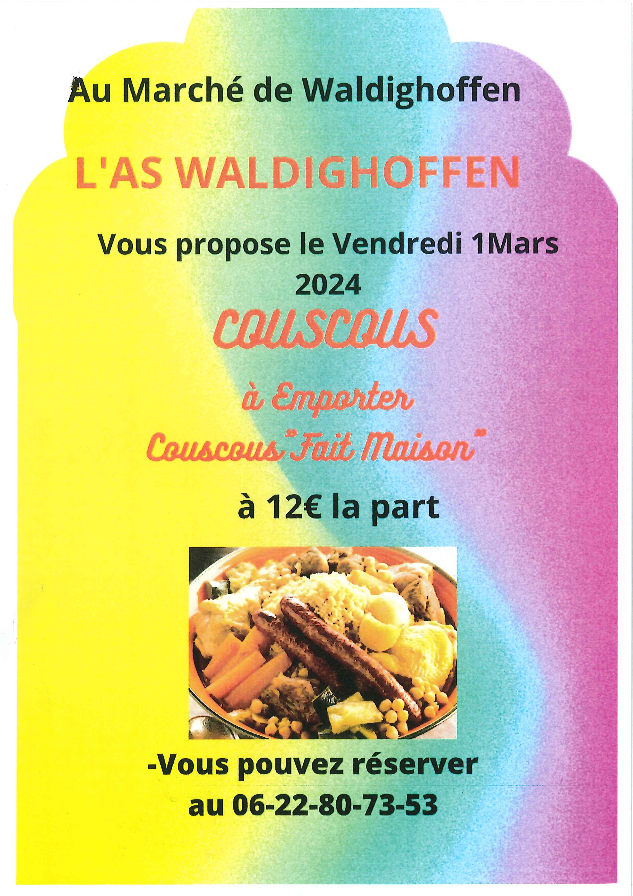 Affiche vente couscous le 1er mars 2024