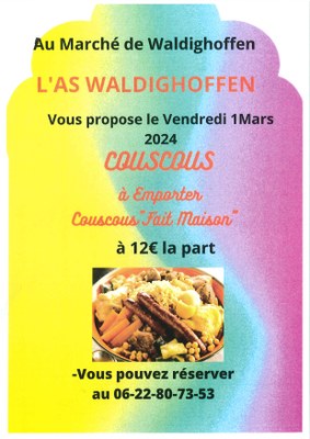Affiche vente couscous le 1er mars 2024