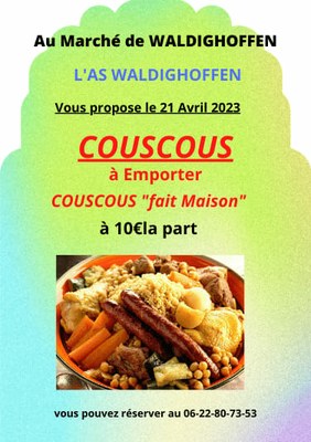 AS Waldighoffen vente couscous le vendredi 21 avril 2023