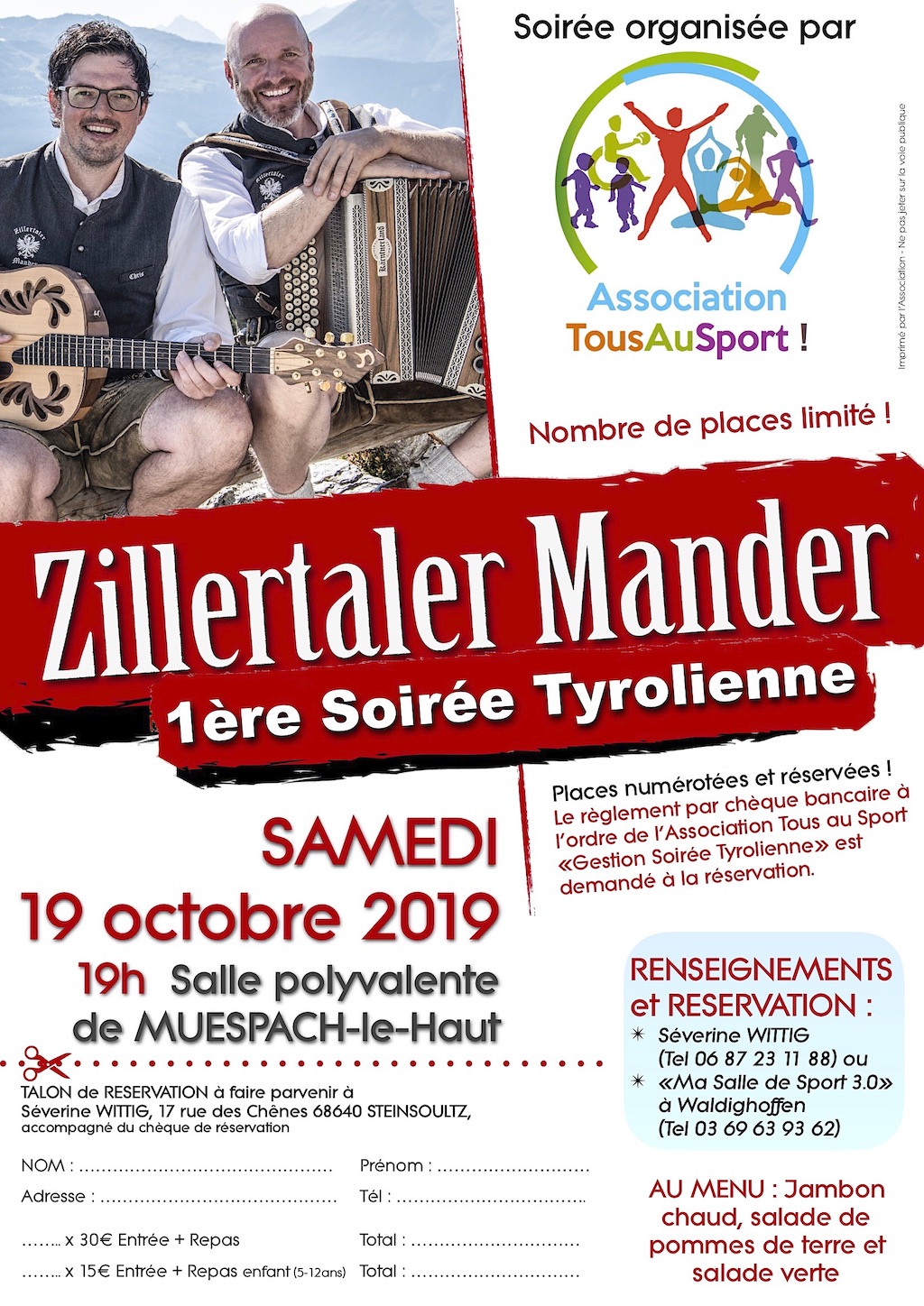 Affiche Zillertaler Mander 19 octobre 2019