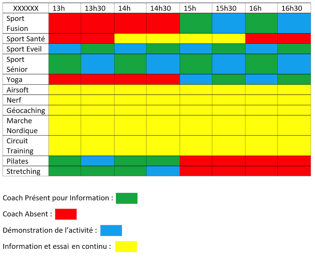 Planning journée découverte 7 septembre 2019