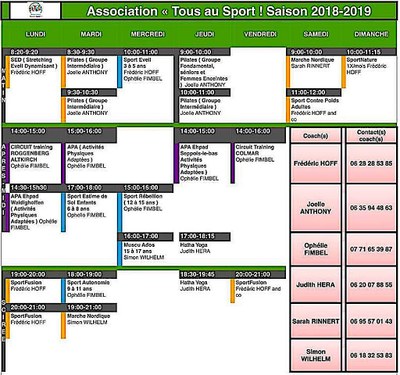 Programme 2018-2019 Tous au Sport