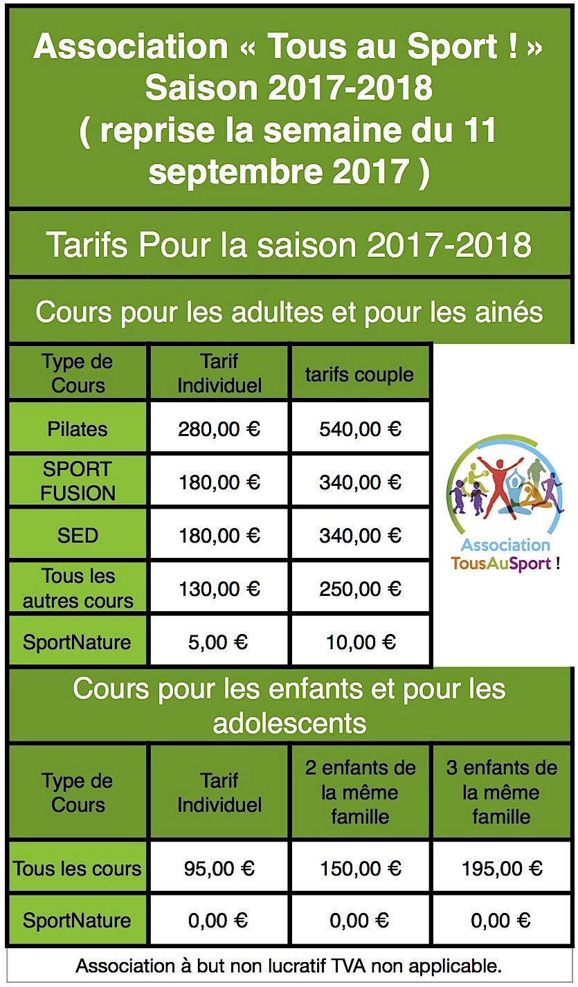 Tous au Sport-Fiche cours collectifs 2017-2018 prix