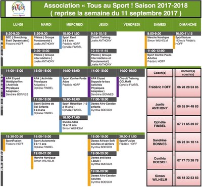 Tous au Sport-Fiche cours collectifs 2017-2018 Tous au Sport-Fiche cours collectifs 2017-2018