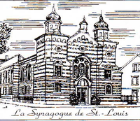 Pictogramme en noir et blanc de la synagogue de Saint Louis