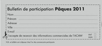 Coupon de jeu - quinzaine commerciale ACAW 2011