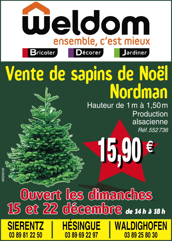 Vente de Sapins de Noël Nordman chez Weldom