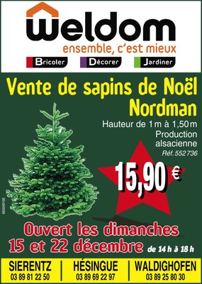 Vente de sapins de Noël Nordman chez Weldom