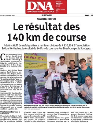 2016/11/04 - DNA - Le résultat des 140 km de course avec F. Hoff