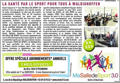 Pub Ma Salle de Sport 3.0 dans l'Alsace