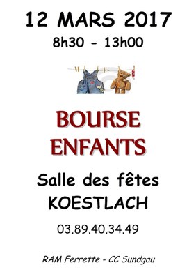 Affiche Bourse Enfants, le 12 mars 2017 à Koestlach