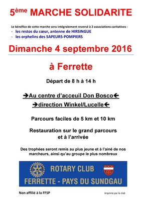 Affiche Marche solidarité Ferrette 2016 Rotary Club