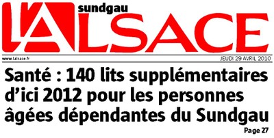 1ère pierre - article L'ALSACE page 1 du 29 avril 2010