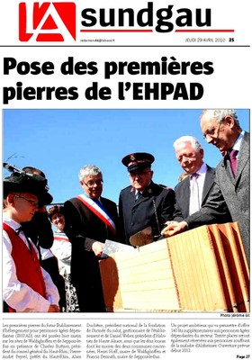 1ère pierre - article L'ALSACE page 25 du 29 avril 2010