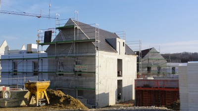 Bâtiment Ehpad de Waldighoffen avec échaffaudage en avril 2011