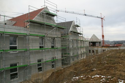 Les échafaudages du chantier de l'EHPAD, le 24 janvier 2011