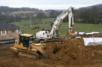 Extraction de terre au chantier de l&rsquo;EHPAD, le 24 janvier 2011