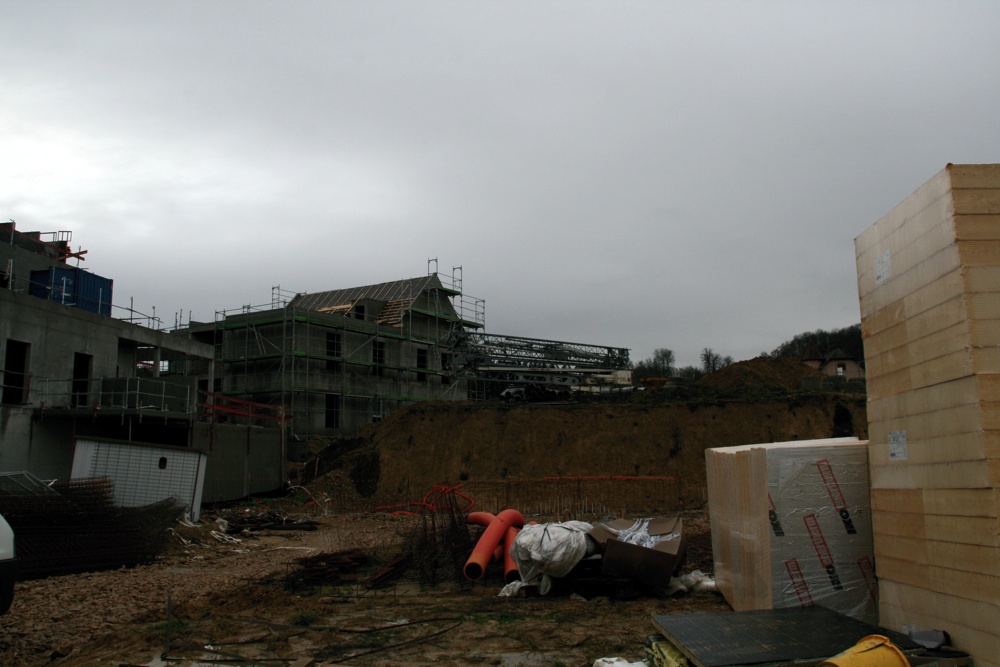 Vue de près des travaux de l'EHPAD de Waldighoffen, le 13 janvier 2011