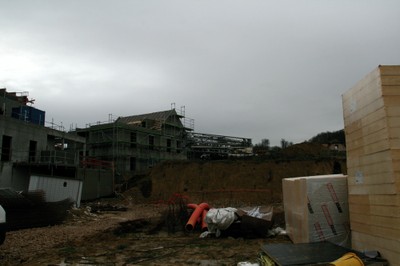 Vue de près des travaux de l'EHPAD de Waldighoffen, le 13 janvier 2011