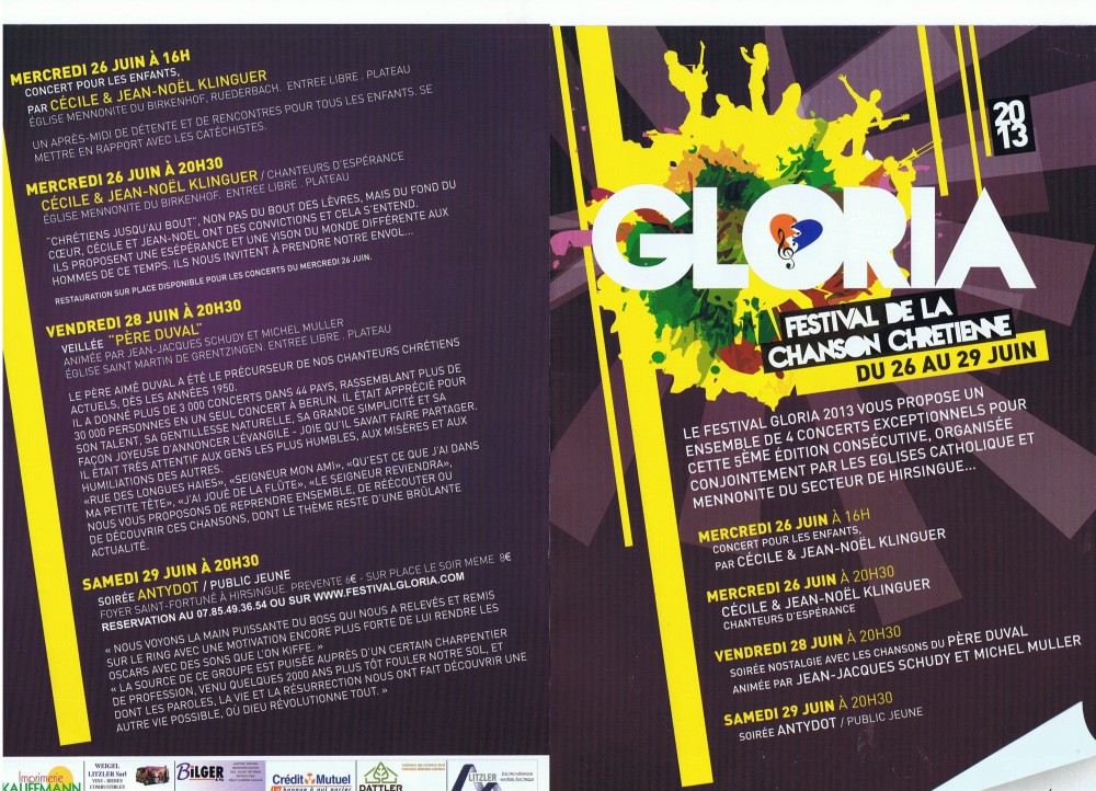 Affiche Festival Gloria 2013