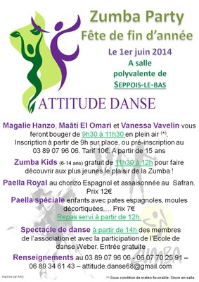 Affiche - Attitude Danse - zumba parti 2014